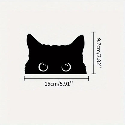 Playful Cat Vinyl Car Sticker – Waterproof Cute Eyes Car Decal