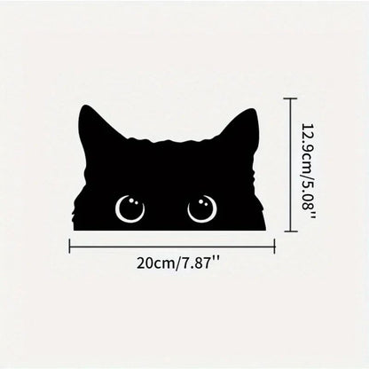Playful Cat Vinyl Car Sticker – Waterproof Cute Eyes Car Decal
