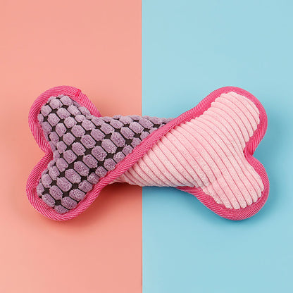 Stuffed Plush Chew Toys for Dogs, Squeaky Bones Toy, Puppy Birthday Gifts