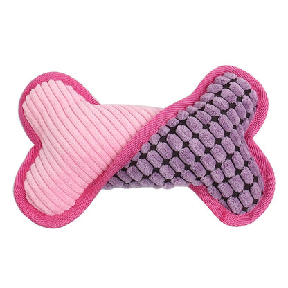Stuffed Plush Chew Toys for Dogs, Squeaky Bones Toy, Puppy Birthday Gifts
