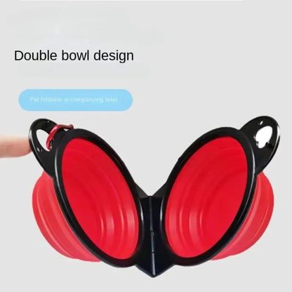 Foldable Dual Bowl Portable Pet Feeding and Water Bowl for Travel