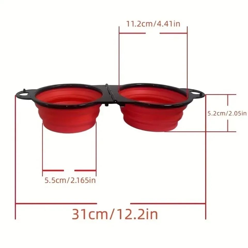 Foldable Dual Bowl Portable Pet Feeding and Water Bowl for Travel