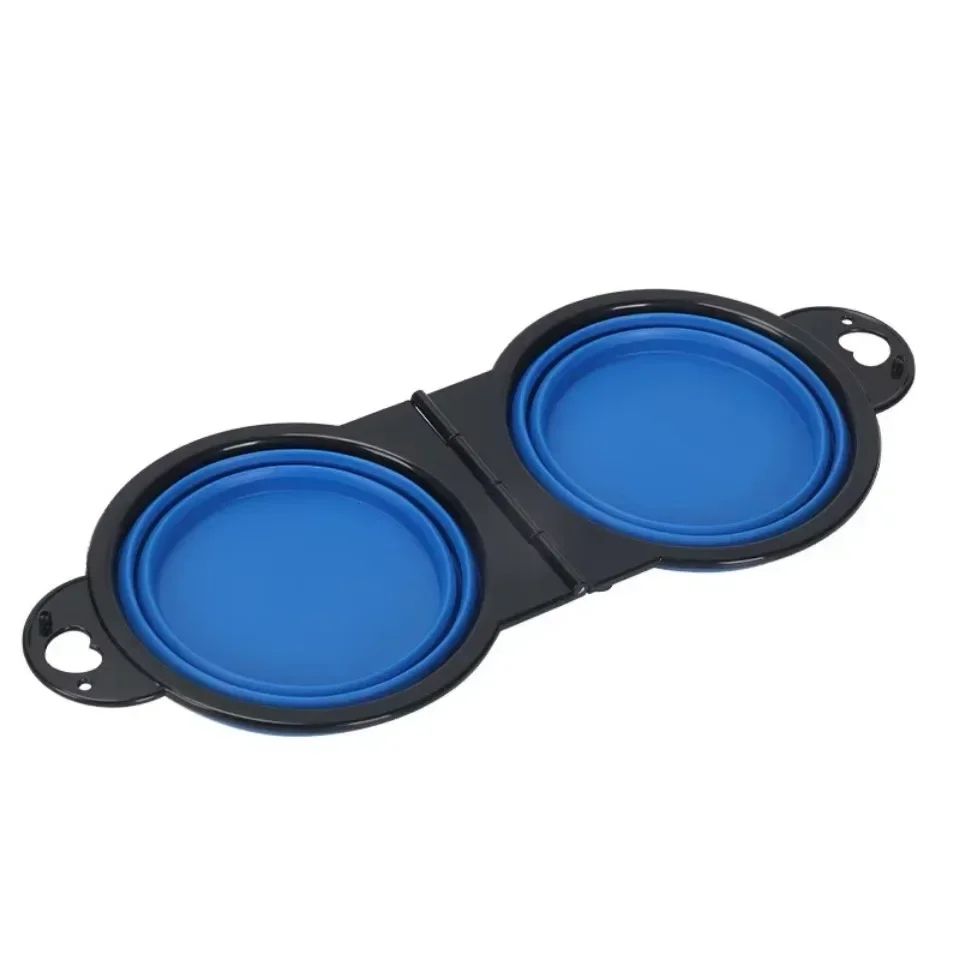 Foldable Dual Bowl Portable Pet Feeding and Water Bowl for Travel