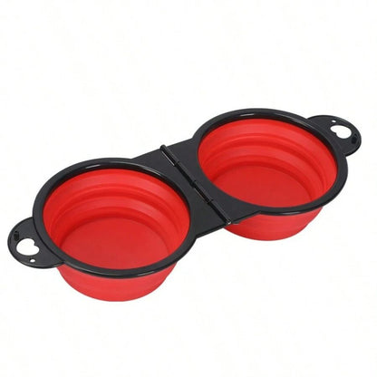 Foldable Dual Bowl Portable Pet Feeding and Water Bowl for Travel