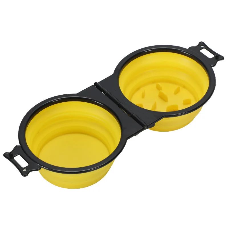 Foldable Dual Bowl Portable Pet Feeding and Water Bowl for Travel
