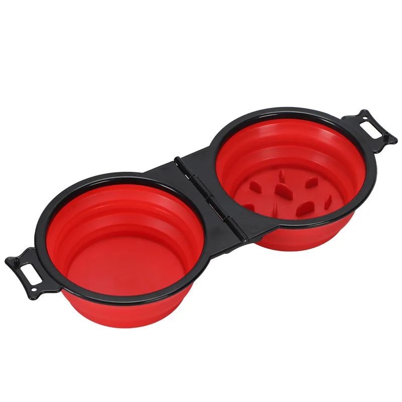 Foldable Dual Bowl Portable Pet Feeding and Water Bowl for Travel