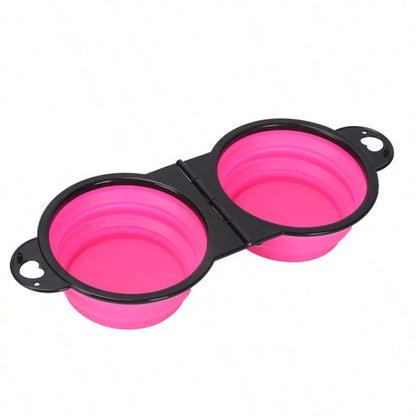 Foldable Dual Bowl Portable Pet Feeding and Water Bowl for Travel