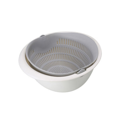 Kitchen Fruit Tray with Removable Double Layer, Rotating Washing Basket, Household Draining Basin for Fruits