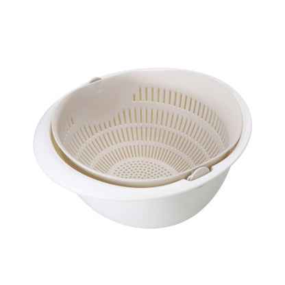 Kitchen Fruit Tray with Removable Double Layer, Rotating Washing Basket, Household Draining Basin for Fruits