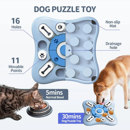 Interactive Slow Feeder Dog Toy Food Dispenser and Training Puzzle Bowl