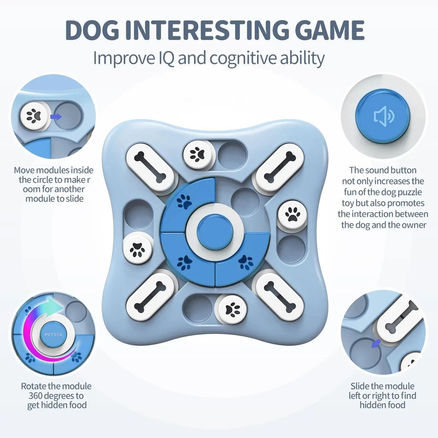 Interactive Slow Feeder Dog Toy Food Dispenser and Training Puzzle Bowl