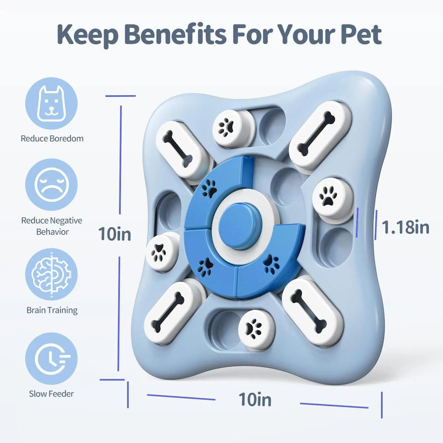 Interactive Slow Feeder Dog Toy Food Dispenser and Training Puzzle Bowl