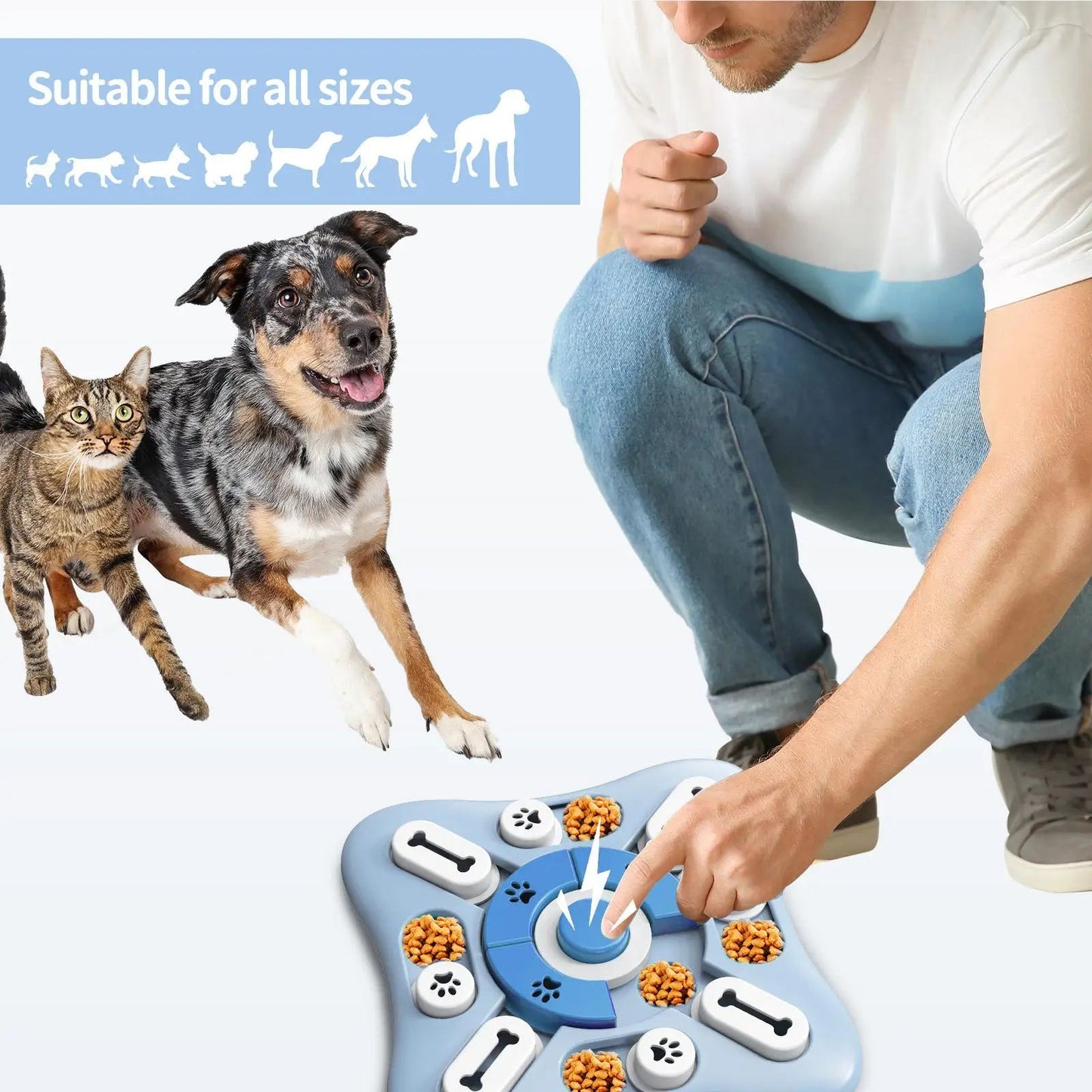 Interactive Slow Feeder Dog Toy Food Dispenser and Training Puzzle Bowl