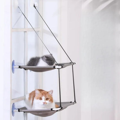 Cat Hammock Window Bed Hanging Sunny Seat with Strong Suction Cups Double Decker Design