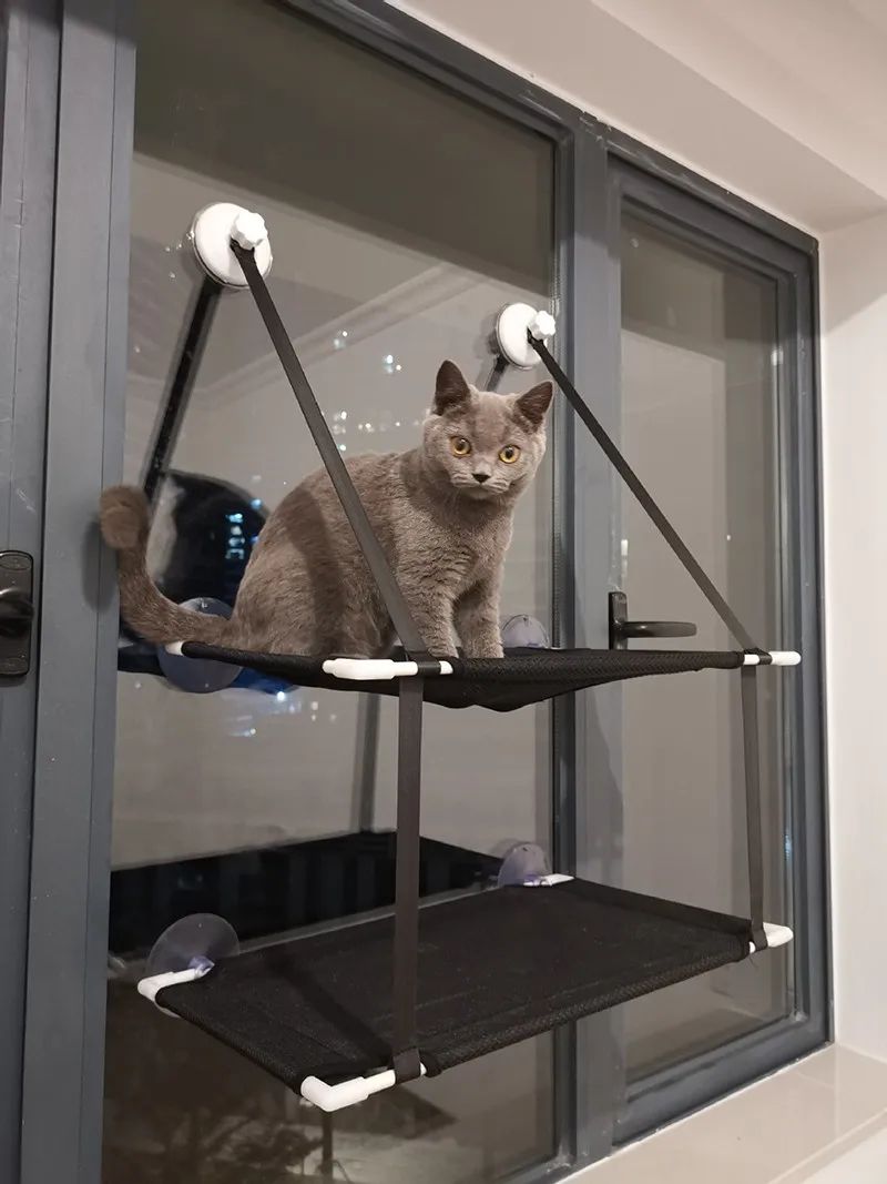 Cat Hammock Window Bed Hanging Sunny Seat with Strong Suction Cups Double Decker Design