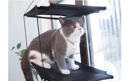 Cat Hammock Window Bed Hanging Sunny Seat with Strong Suction Cups Double Decker Design