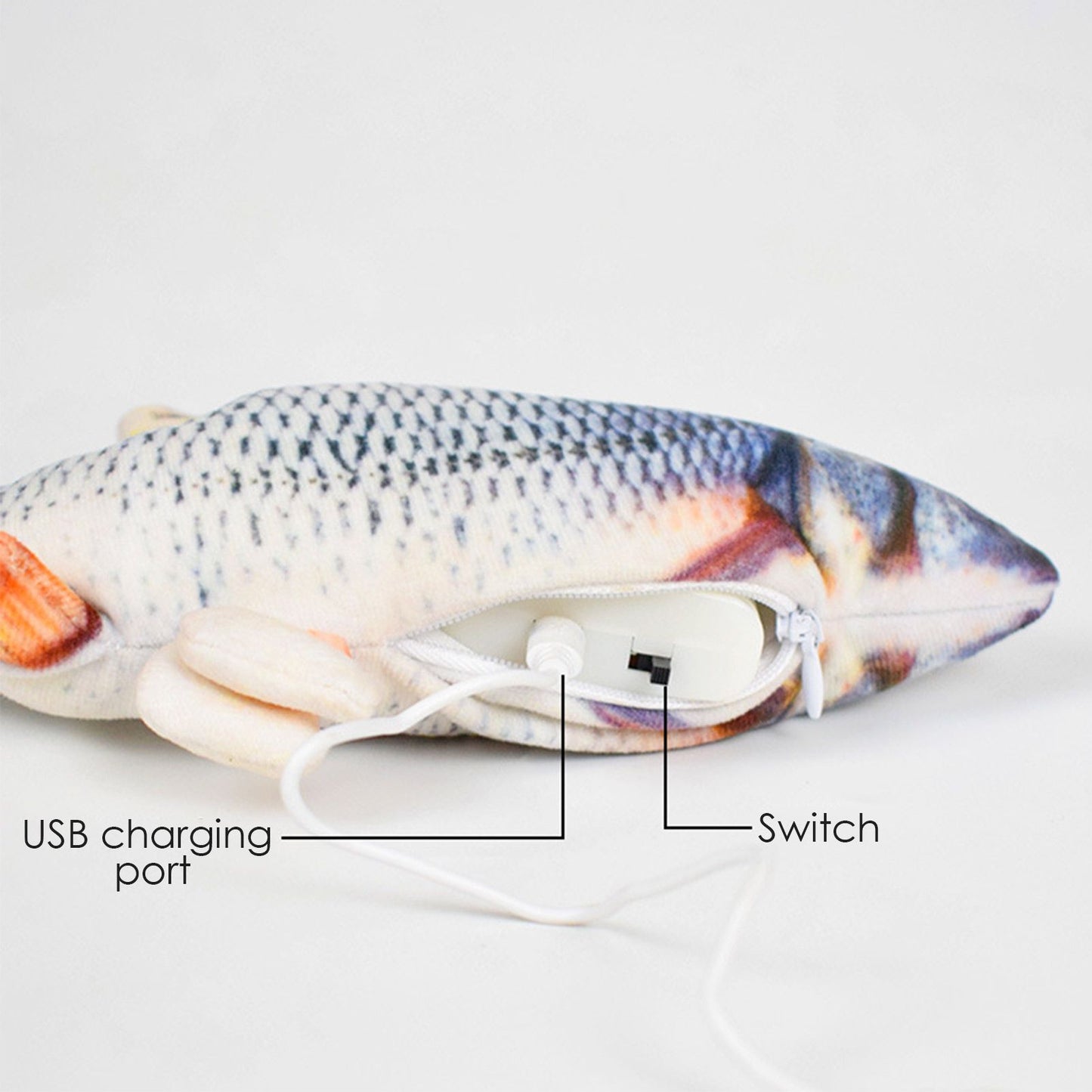 Interactive Floppy Fish Cat Toy USB Rechargeable Realistic Moving Pet Toy