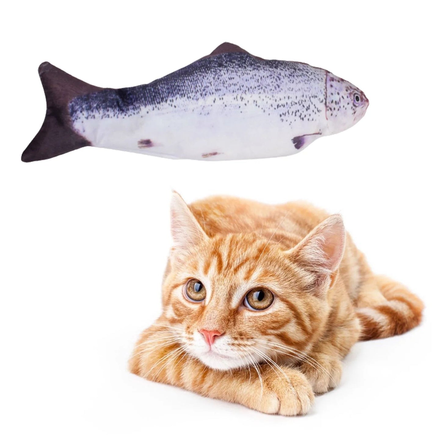 Interactive Floppy Fish Cat Toy USB Rechargeable Realistic Moving Pet Toy