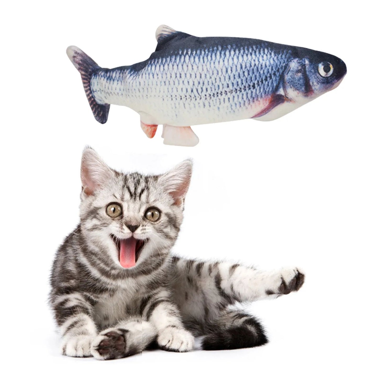 Interactive Floppy Fish Cat Toy USB Rechargeable Realistic Moving Pet Toy