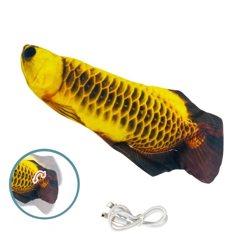 Interactive Floppy Fish Cat Toy USB Rechargeable Realistic Moving Pet Toy