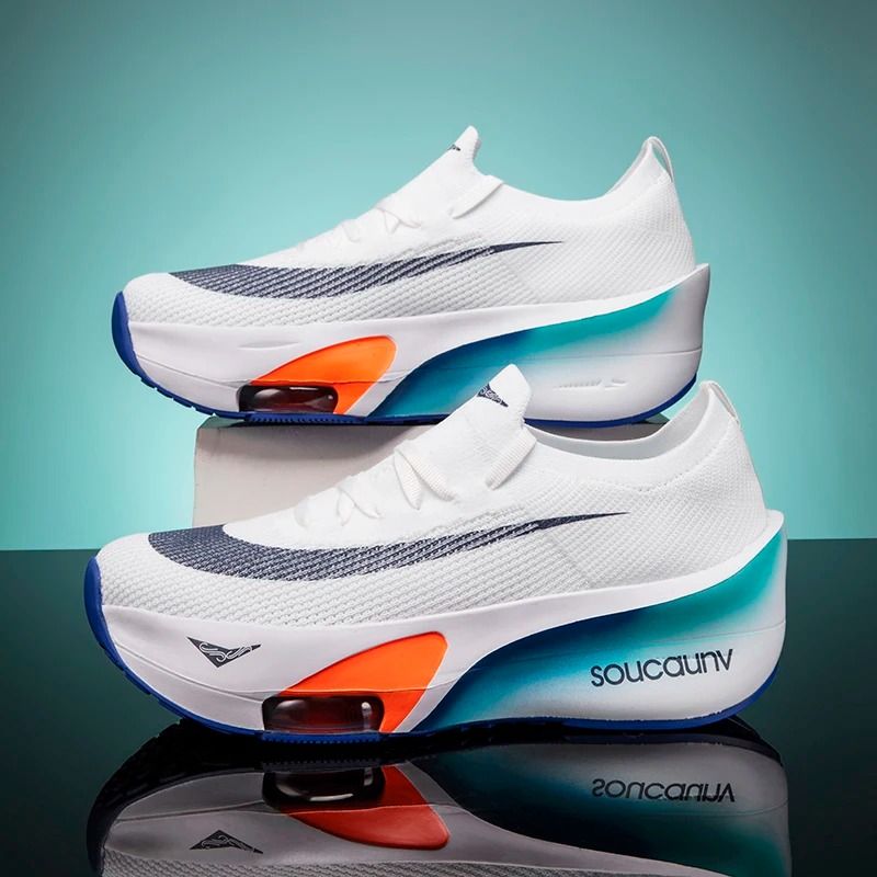 Marathon Carbon Plate Running Shoes with Air Cushion Lightweight Breathable Nonskid Design for Men and Women