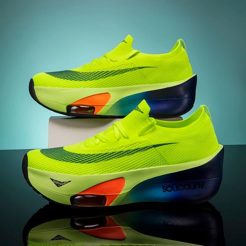 Marathon Carbon Plate Running Shoes with Air Cushion Lightweight Breathable Nonskid Design for Men and Women