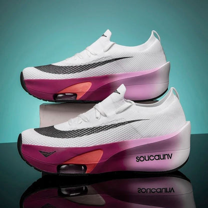 Marathon Carbon Plate Running Shoes with Air Cushion Lightweight Breathable Nonskid Design for Men and Women