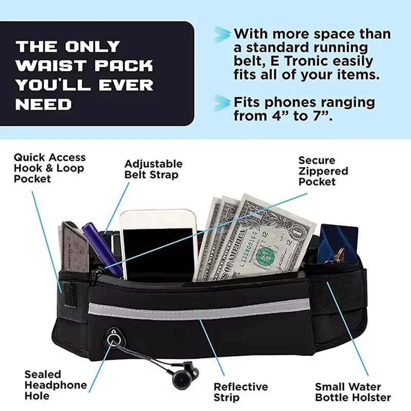 Hands Free Dog Leash for Running and Walking with Reflective Waist Bag and Elastic Belt