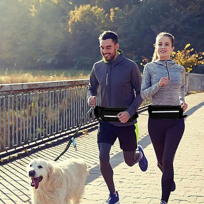 Hands Free Dog Leash for Running and Walking with Reflective Waist Bag and Elastic Belt