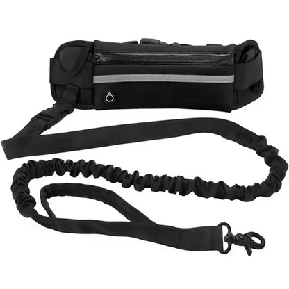 Hands Free Dog Leash for Running and Walking with Reflective Waist Bag and Elastic Belt