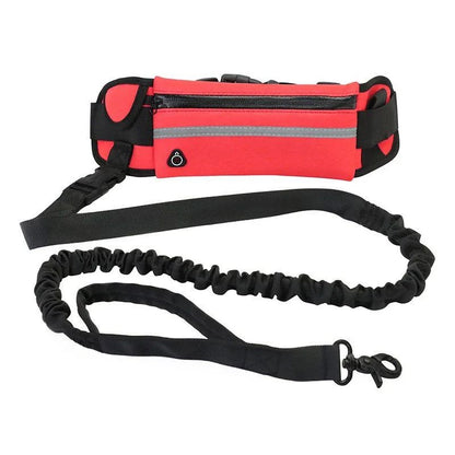Hands Free Dog Leash for Running and Walking with Reflective Waist Bag and Elastic Belt
