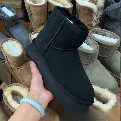 Winter Warm Snow Boots for Women and Men with Sheepskin Wool Lining and Non Slip Short Boot Design