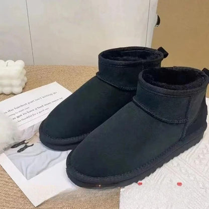 Winter Warm Snow Boots for Women and Men with Sheepskin Wool Lining and Non Slip Short Boot Design