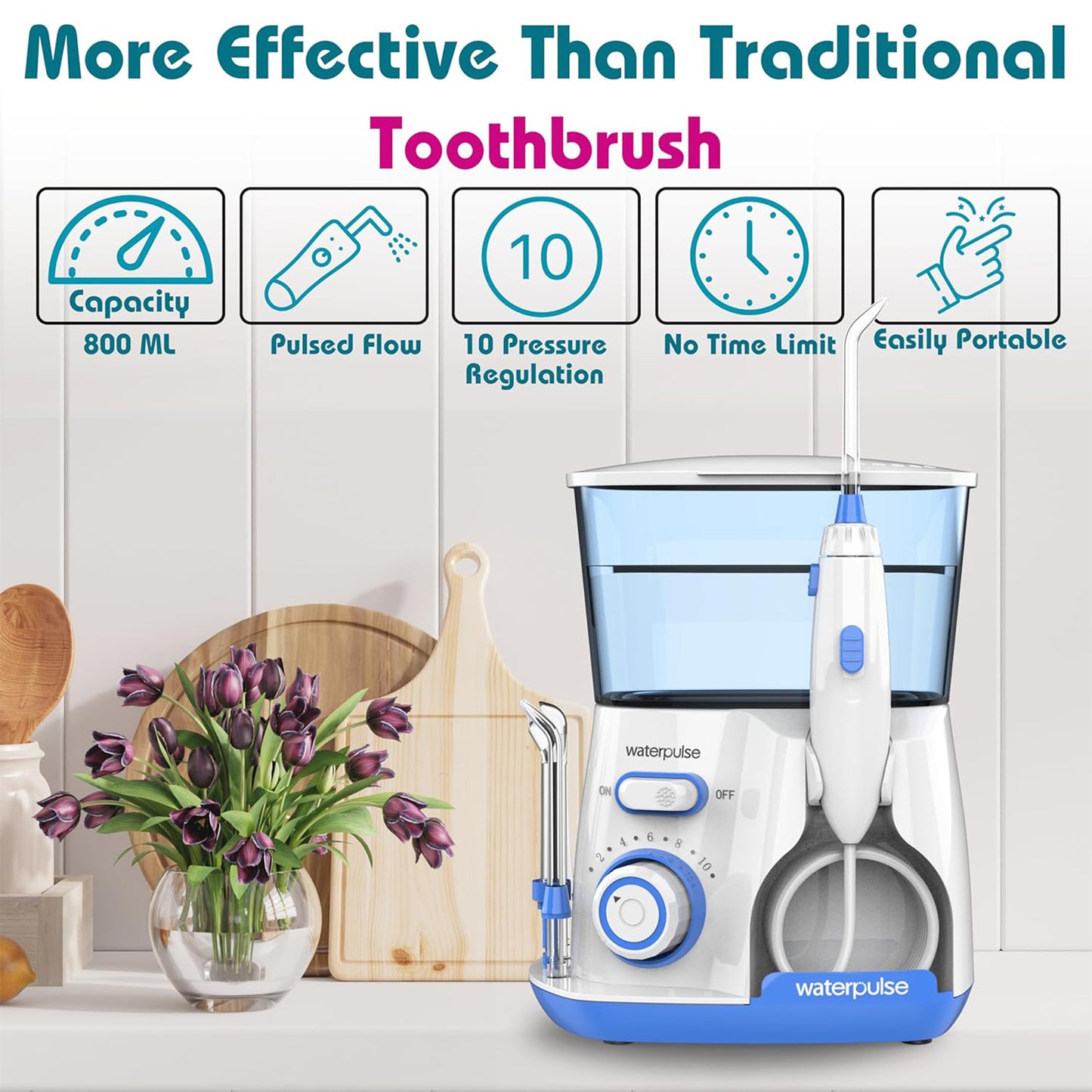 Large Capacity Waterpulse Electric Water Flosser Oral Irrigator for Dental Hygiene