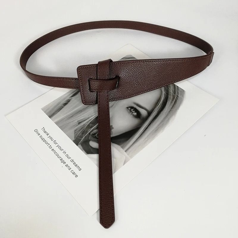 High Quality Soft PU Leather Knot Waist Belt for Women Long Adjustable Corset Style Waistband
