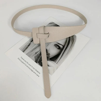 High Quality Soft PU Leather Knot Waist Belt for Women Long Adjustable Corset Style Waistband
