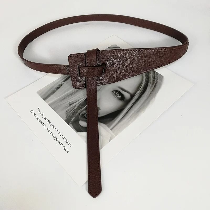 High Quality Soft PU Leather Knot Waist Belt for Women Long Adjustable Corset Style Waistband
