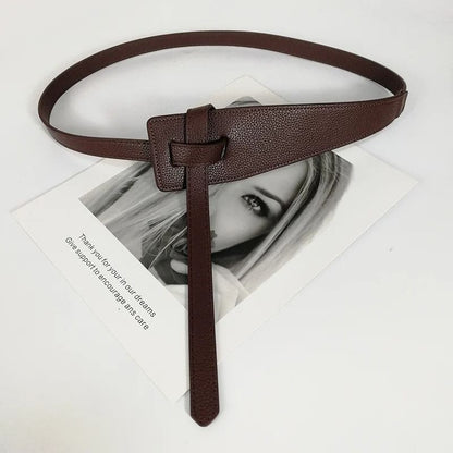 High Quality Soft PU Leather Knot Waist Belt for Women Long Adjustable Corset Style Waistband