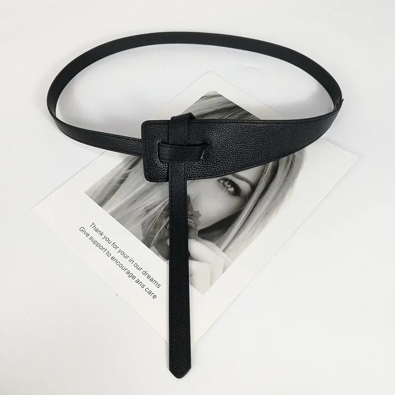 High Quality Soft PU Leather Knot Waist Belt for Women Long Adjustable Corset Style Waistband
