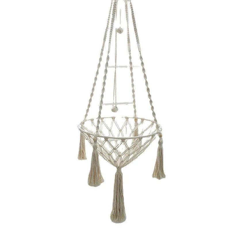 Hand Woven Cotton Rope Cat Hammock Hanging Pet Swing Basket for Indoor Use