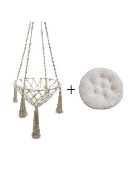 Hand Woven Cotton Rope Cat Hammock Hanging Pet Swing Basket for Indoor Use