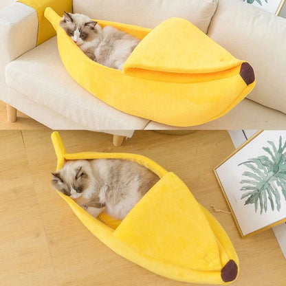 Winter Banana Cat Bed Cute Cozy Pet House Warm Portable Cat and Dog Cushion