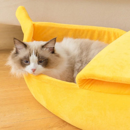 Winter Banana Cat Bed Cute Cozy Pet House Warm Portable Cat and Dog Cushion