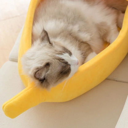 Winter Banana Cat Bed Cute Cozy Pet House Warm Portable Cat and Dog Cushion