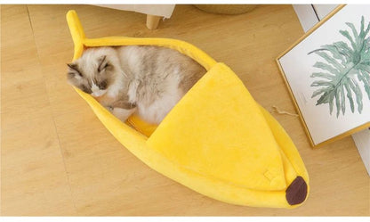 Winter Banana Cat Bed Cute Cozy Pet House Warm Portable Cat and Dog Cushion