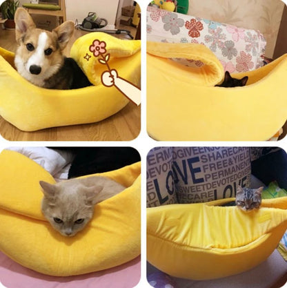 Winter Banana Cat Bed Cute Cozy Pet House Warm Portable Cat and Dog Cushion