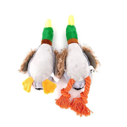 Plush Duck Dog Toy Squeaky Chew Toy with Rope for Teeth Cleaning