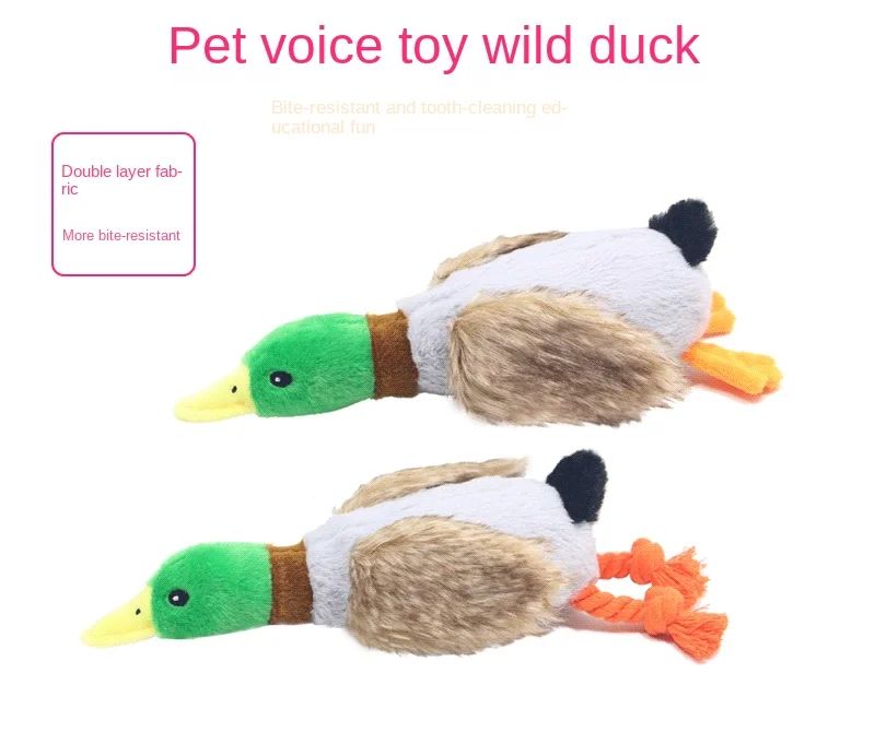 Plush Duck Dog Toy Squeaky Chew Toy with Rope for Teeth Cleaning