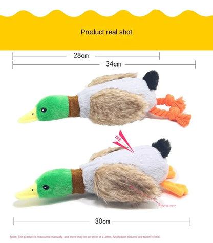 Plush Duck Dog Toy Squeaky Chew Toy with Rope for Teeth Cleaning