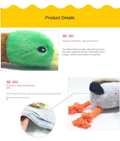 Plush Duck Dog Toy Squeaky Chew Toy with Rope for Teeth Cleaning